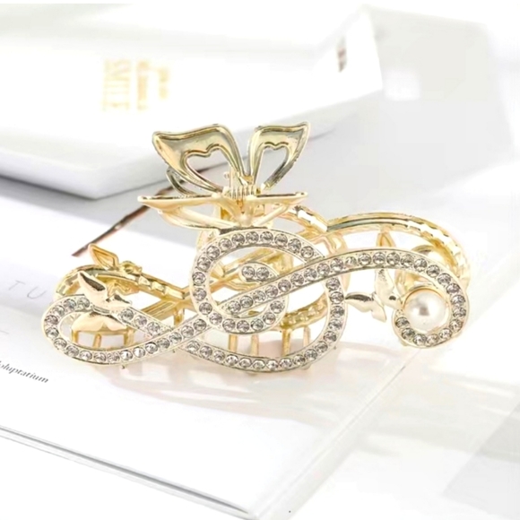 Accessories - Music Note Claw Hair Clip - Rhinestone